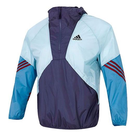 цена Куртка Men's adidas Logo Colorblock Splicing Stripe Sports Training Casual Jacket Blue, мультиколор