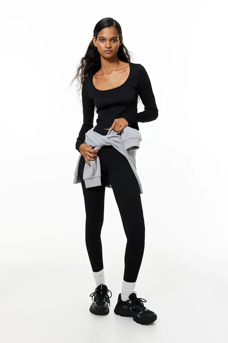 

Укороченная блузка из джерси H&M, черный