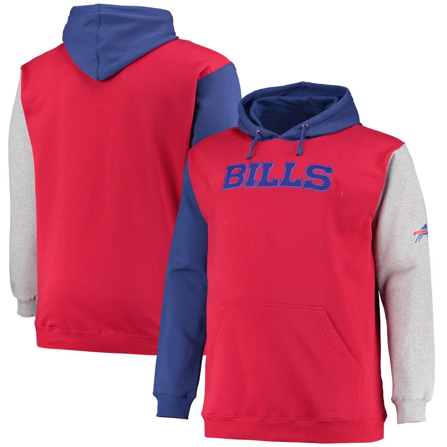 

Мужской пуловер с капюшоном Royal/Red Buffalo Bills Big & Tall