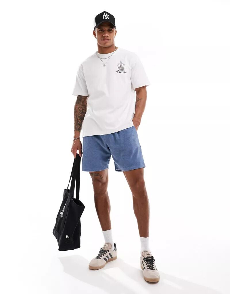 

Синие махровые шорты узкого кроя ASOS