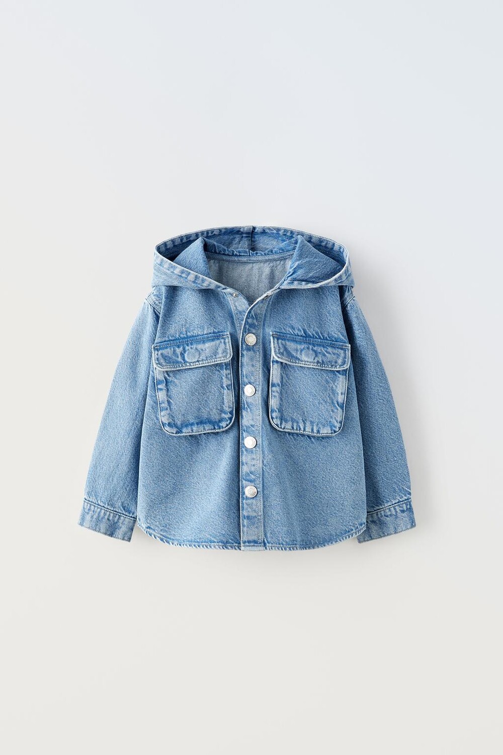 

Джинсовая рубашка с капюшоном ZARA, синий