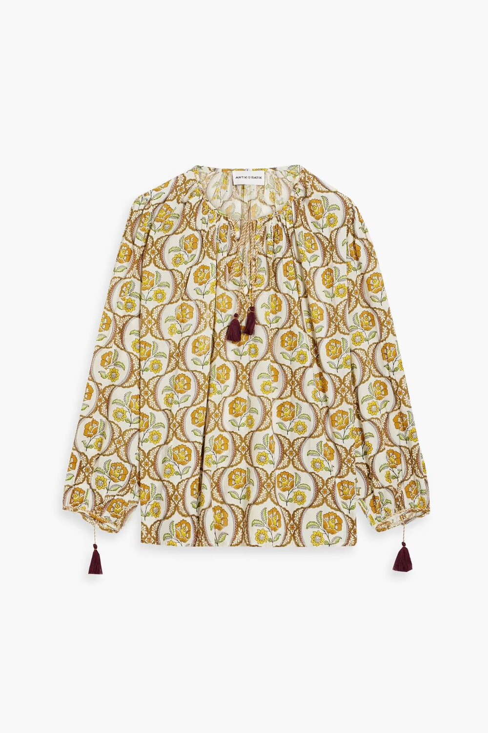 

Блузка Tanissa из хлопковой вуали с принтом Antik Batik, горчица