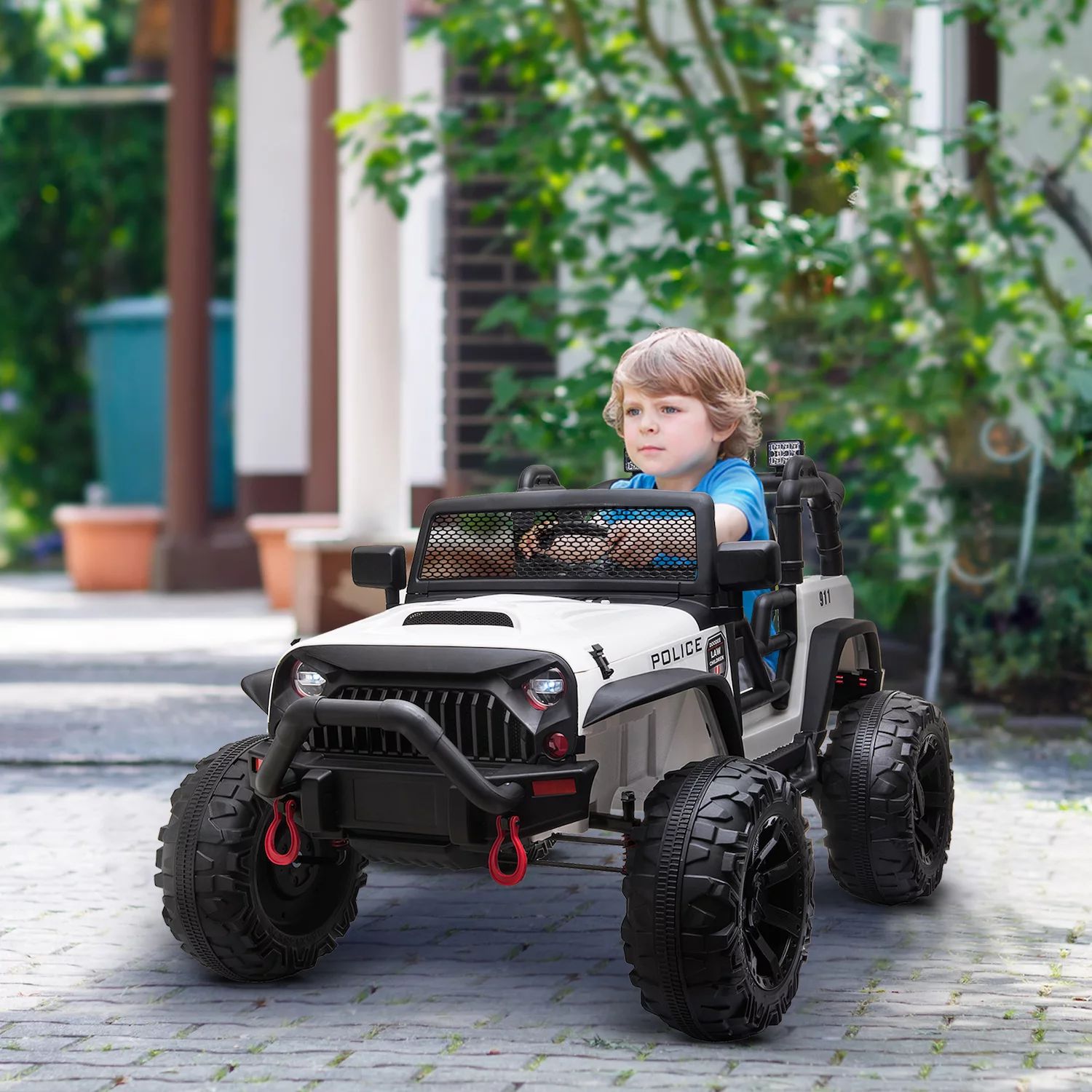 

Aosom Kids Ride On Car Электрический грузовик с батарейным питанием 12 В, широким сиденьем, пультом дистанционного управления для родителей и музыкой Bluetooth, белый цвет Aosom