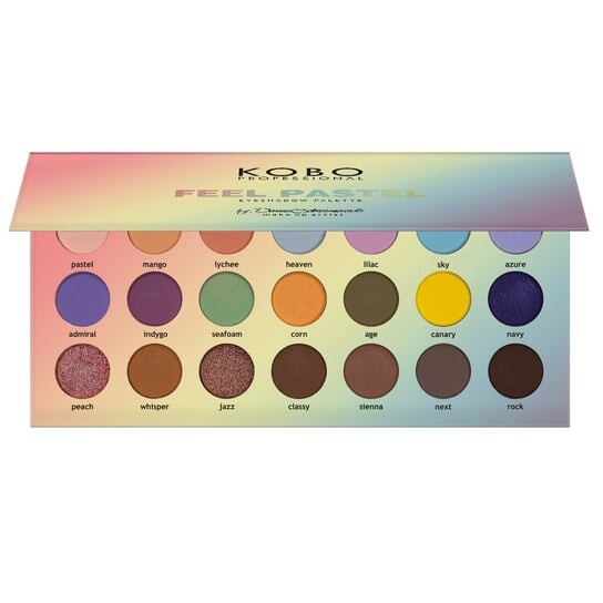 

Палитра теней, 18 г Kobo Professional, Feel Pastel, разноцветный