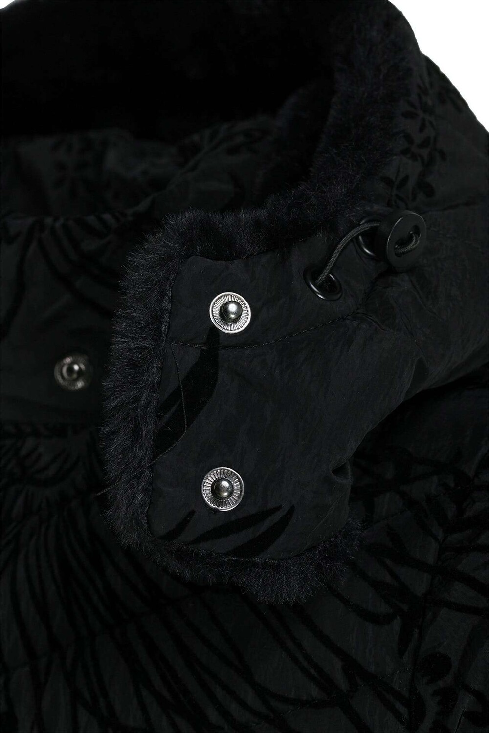 

Черная стеганая куртка с цветочным принтом Desigual