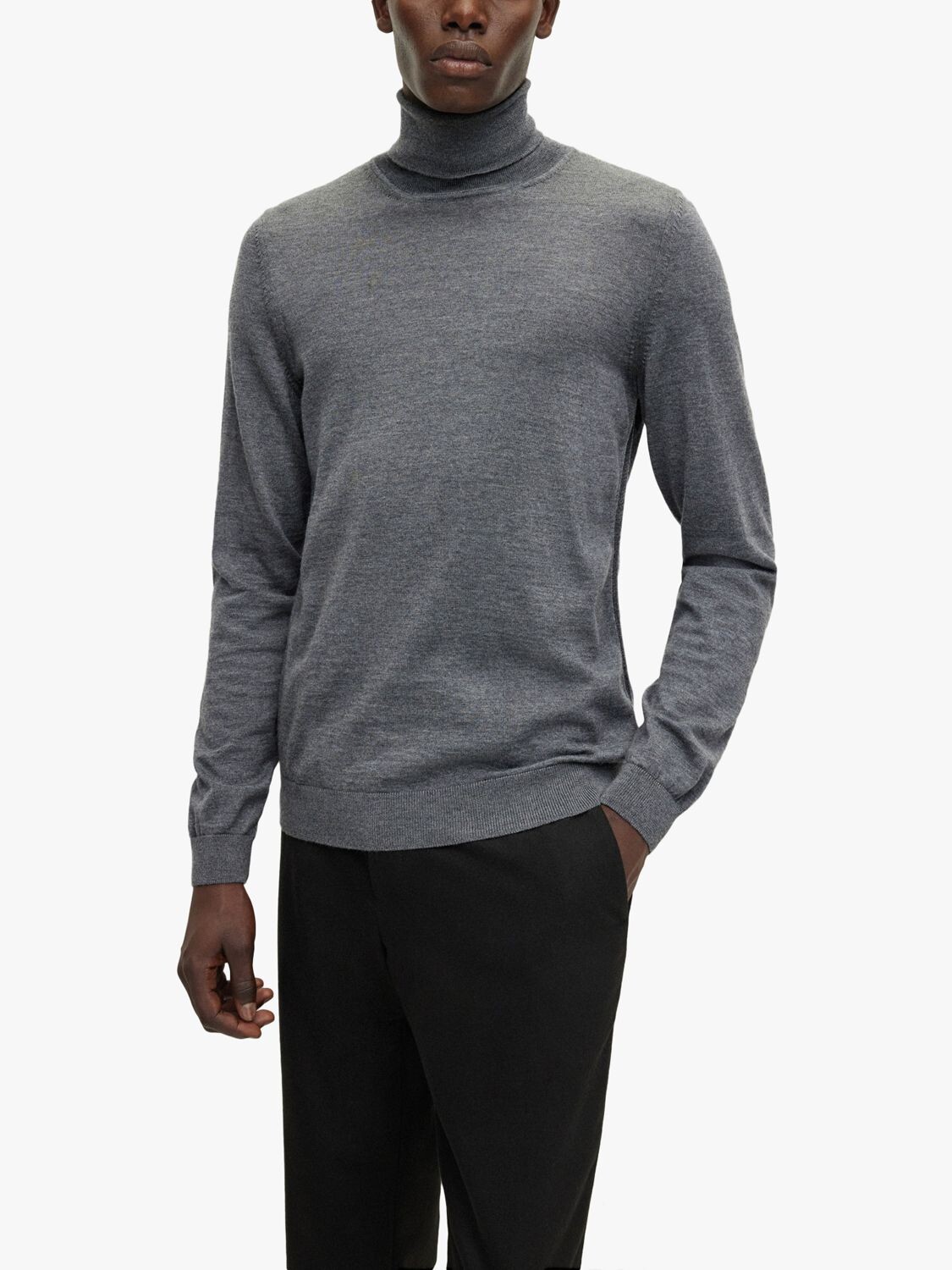 

BOSS Musso Wool Basic Джемпер с высоким воротником, серый