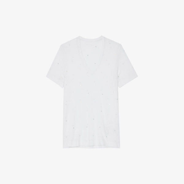 

Футболка Wassa из смесового льна с кристаллами Zadig&Voltaire, цвет blanc