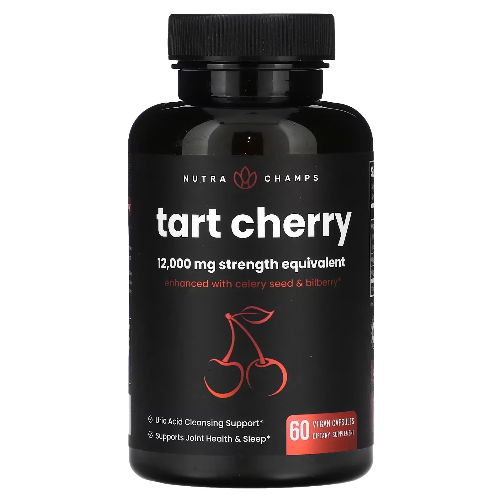 NutraChamps Tart Cherry 12 000 мг, 60 веганских капсул enzymatic therapy tart cherry ультракапсулы 1200 мг 90 растительных капсул