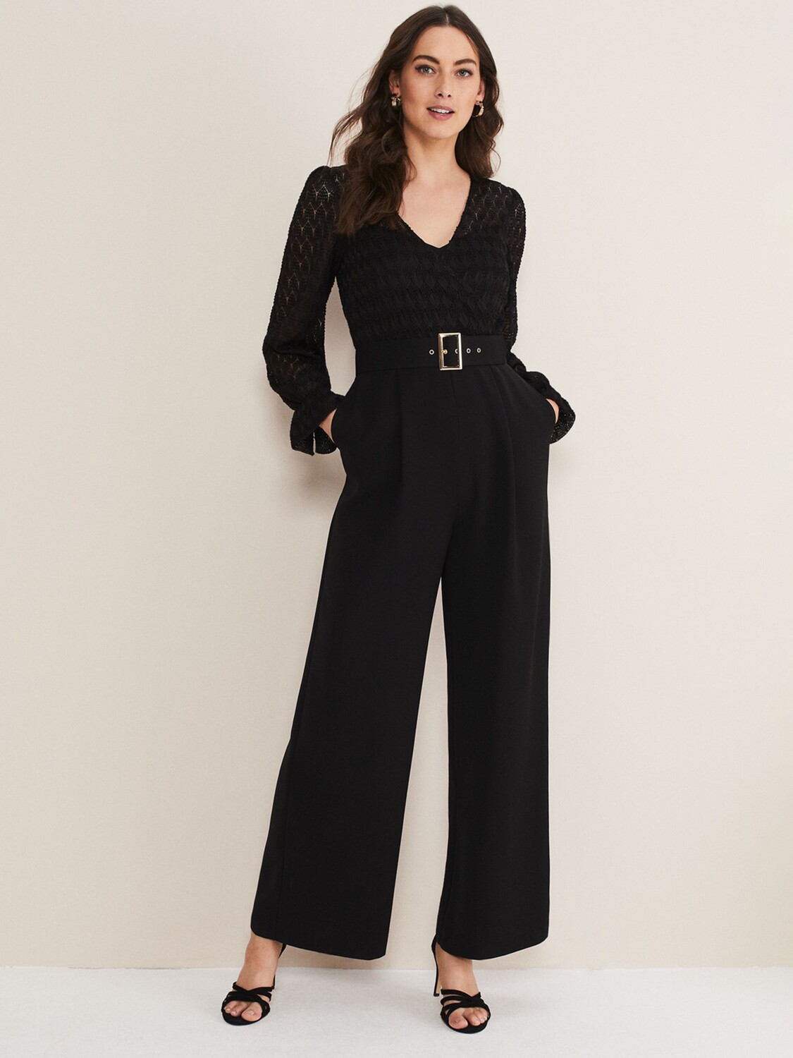

Комбинезон с кружевным лифом Phase Eight Carly, черный