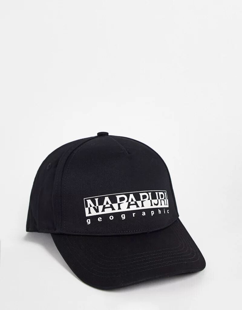 

Черная хлопковая кепка Napapijri с квадратным логотипом
