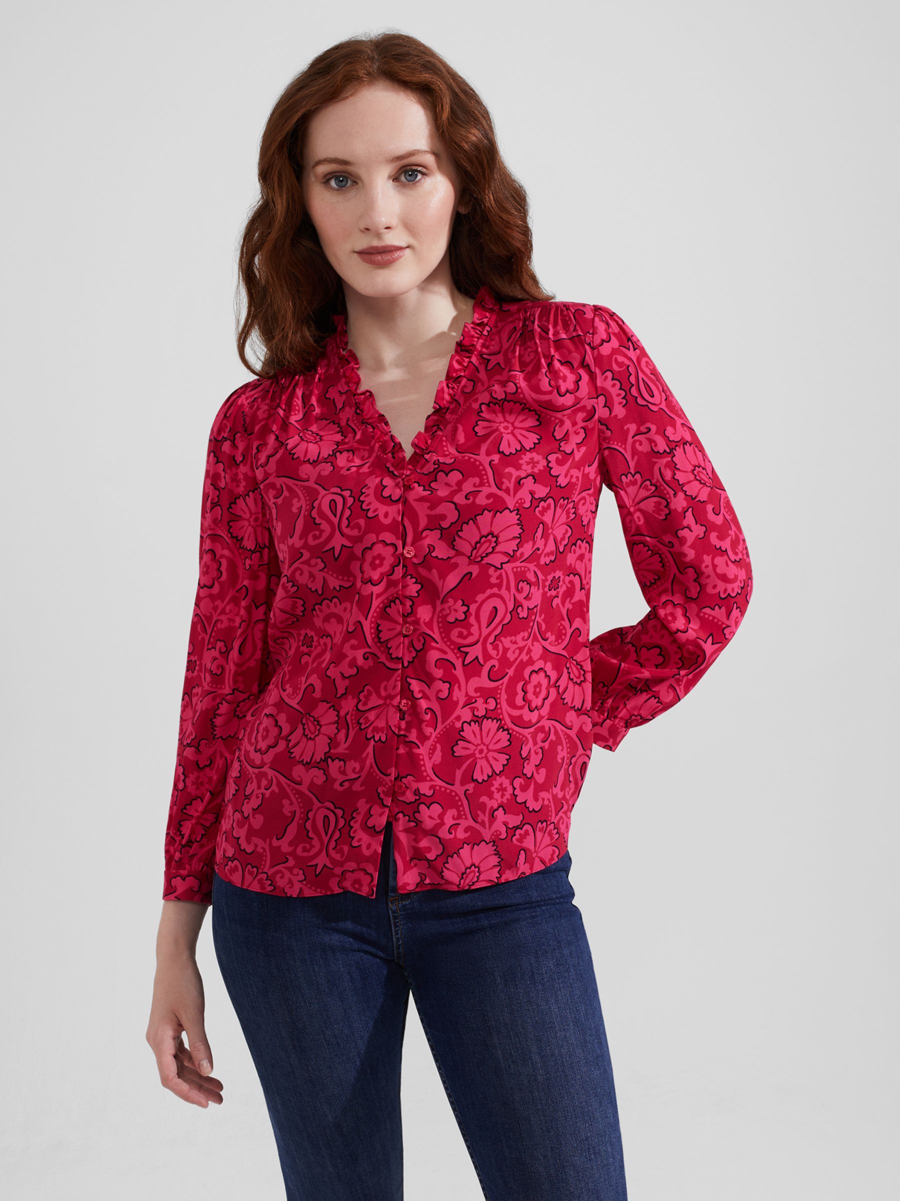 Рубашка с цветочной оборкой Gloria Hobbs, красный/розовый женская кружевная рубашка с v образным вырезом и оборками