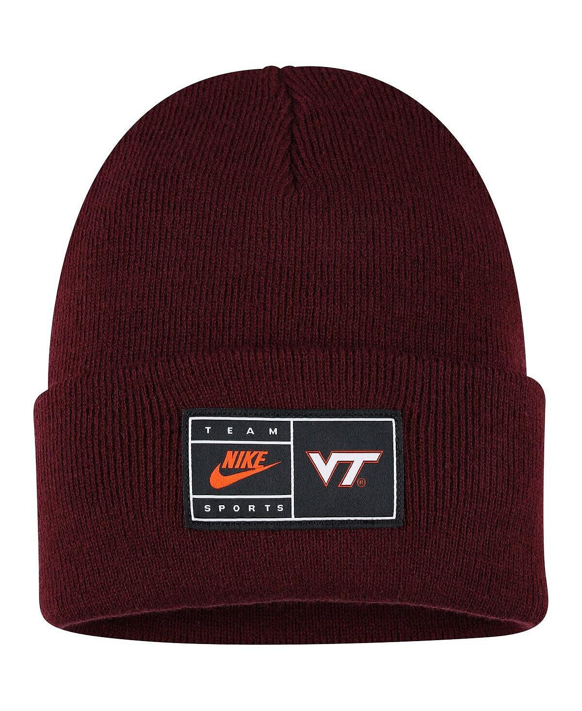 

Мужская бордовая вязаная шапка с манжетами Virginia Tech Hokies Nike