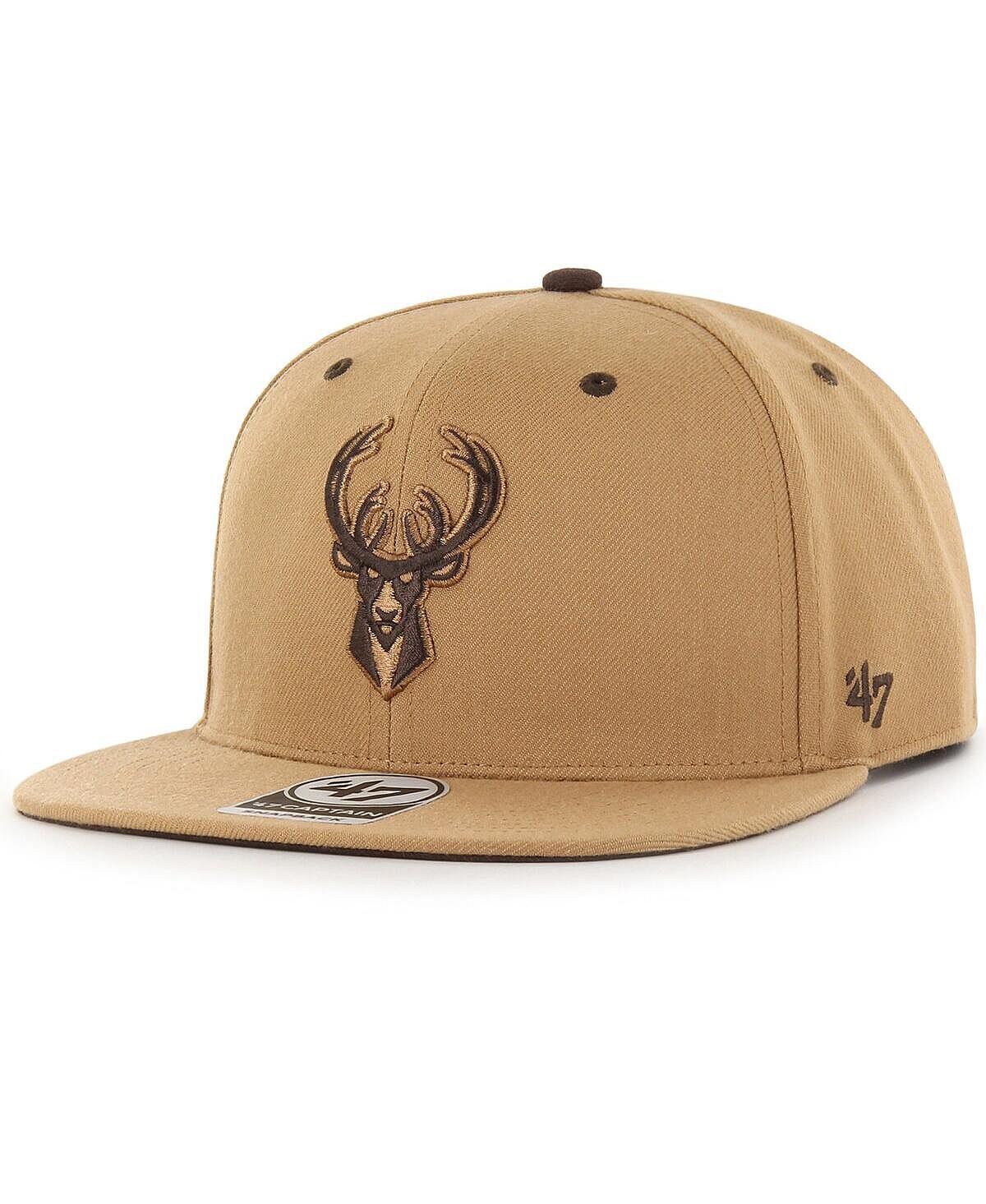 

Мужская светло-коричневая кепка Milwaukee Bucks Toffee Captain Snapback '47 Brand