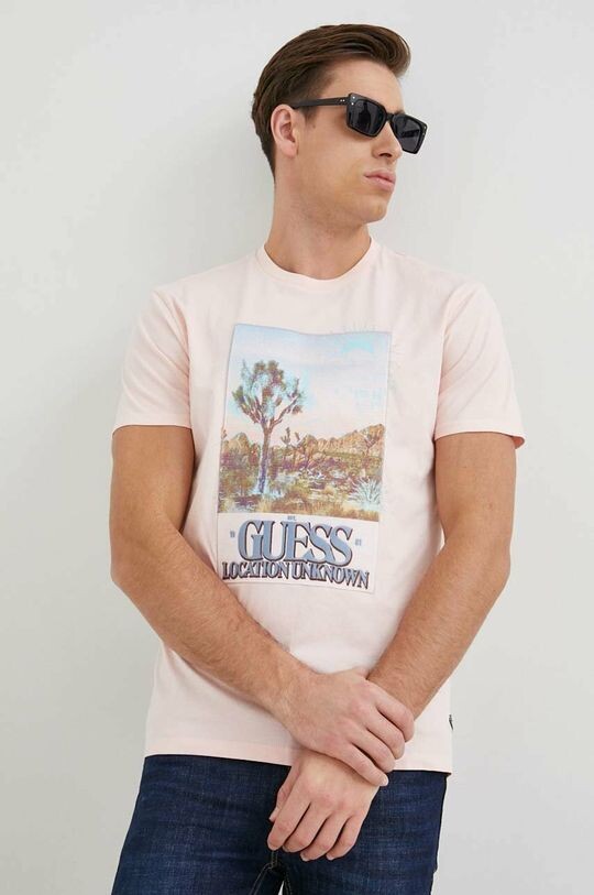 

Футболка из хлопка Guess, розовый