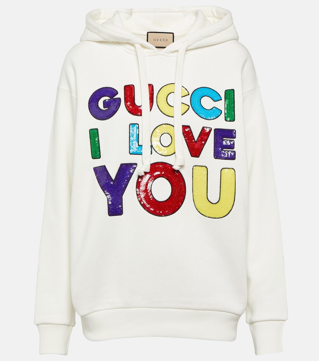 

Худи из хлопкового джерси с пайетками GUCCI, разноцветный, Белый