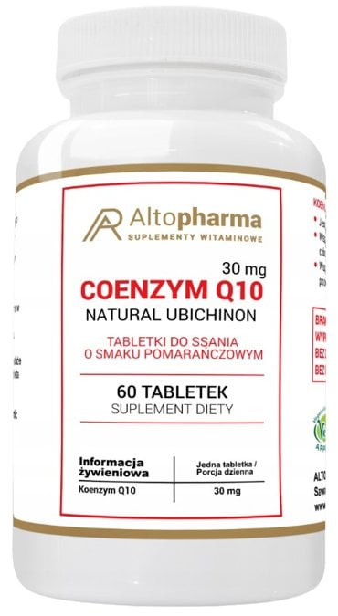 

Диетическая добавка, AltoPharma, Коэнзим Q10 Форте 30 мг CoQ10 Убихинон для таблеток, апельсиновый вкус, 60 таблеток Inna Marka