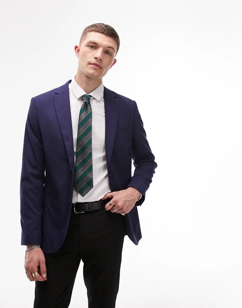 

Темно-синий классический пиджак Topman