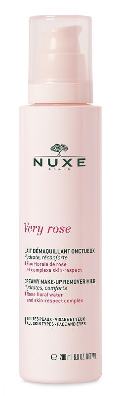 Nuxe Very Rose очищающее молочко для лица, 200 ml nuxe молочко для снятия макияжа для лица и кожи вокруг глаз creamy make up remover milk 200 мл nuxe very rose