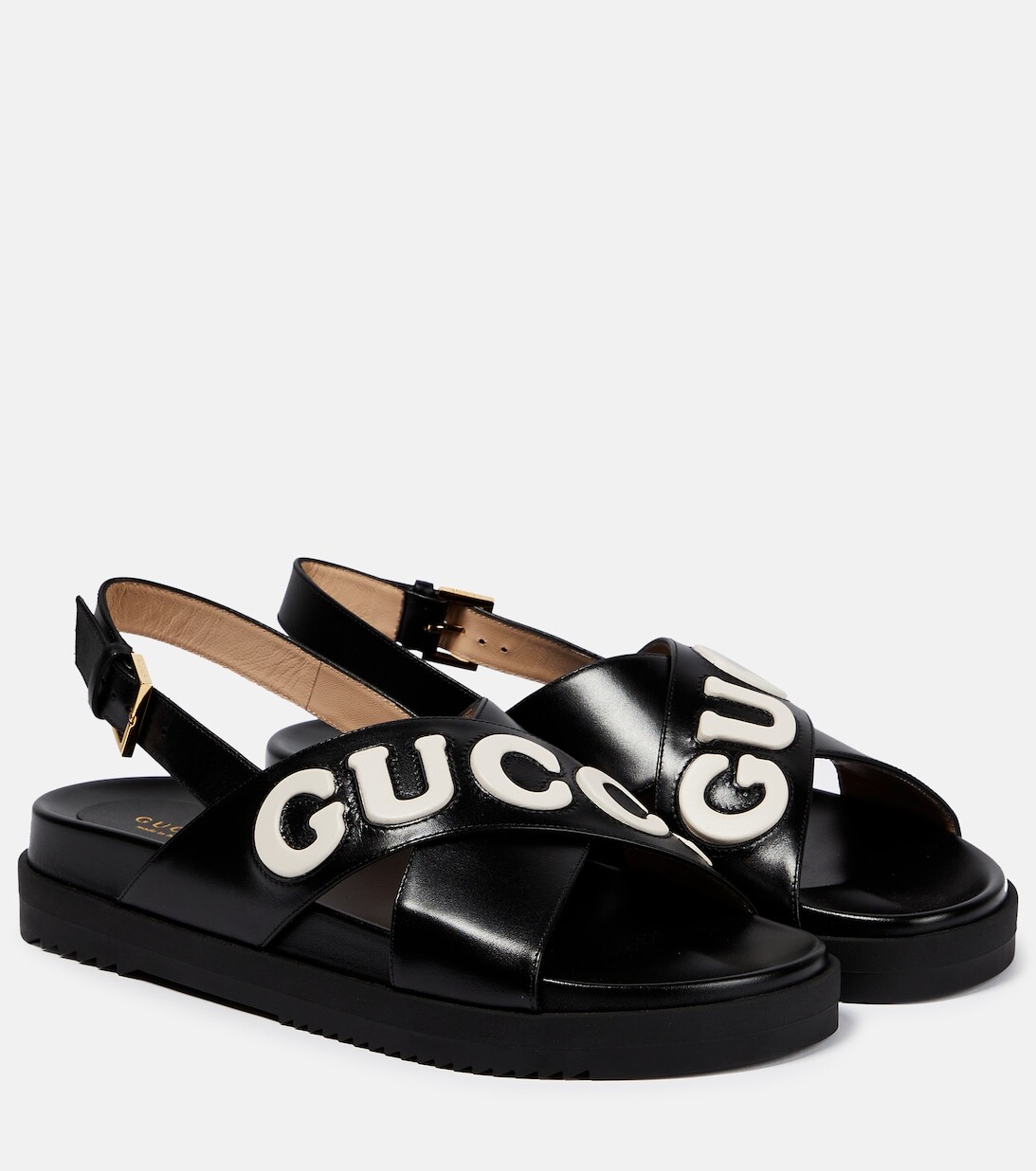 

Кожаные сандалии с логотипом Gucci, черный