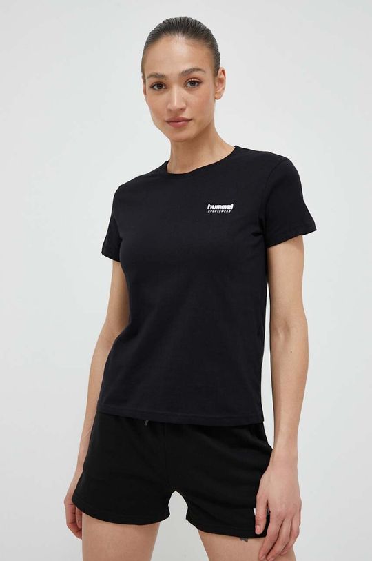 Хлопковая футболка Hummel, черный топ hummel flow серый