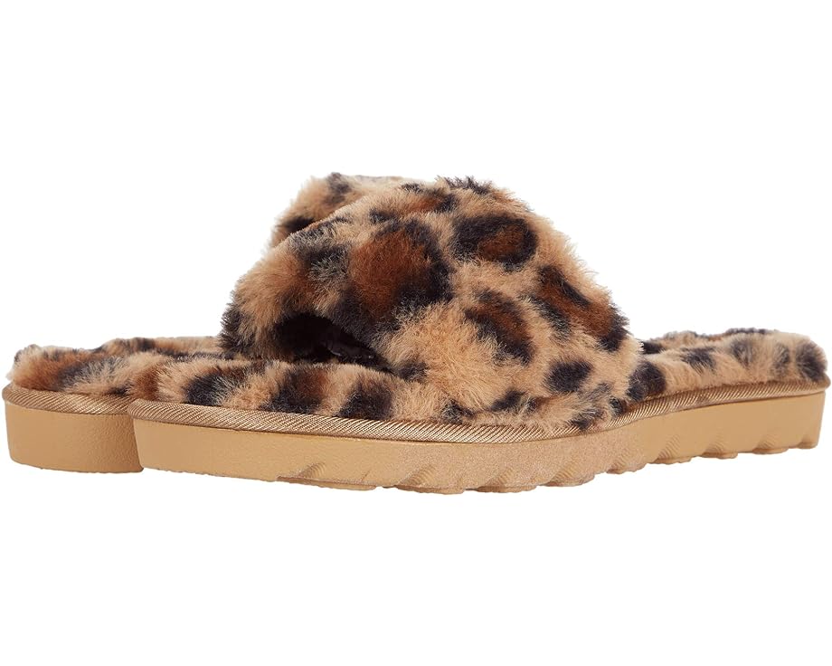 домашняя обувь toms ezra цвет dark natural cheetah faux fur pom pom Домашняя обувь Chinese Laundry Rally, цвет Natural Leopard Faux Fur