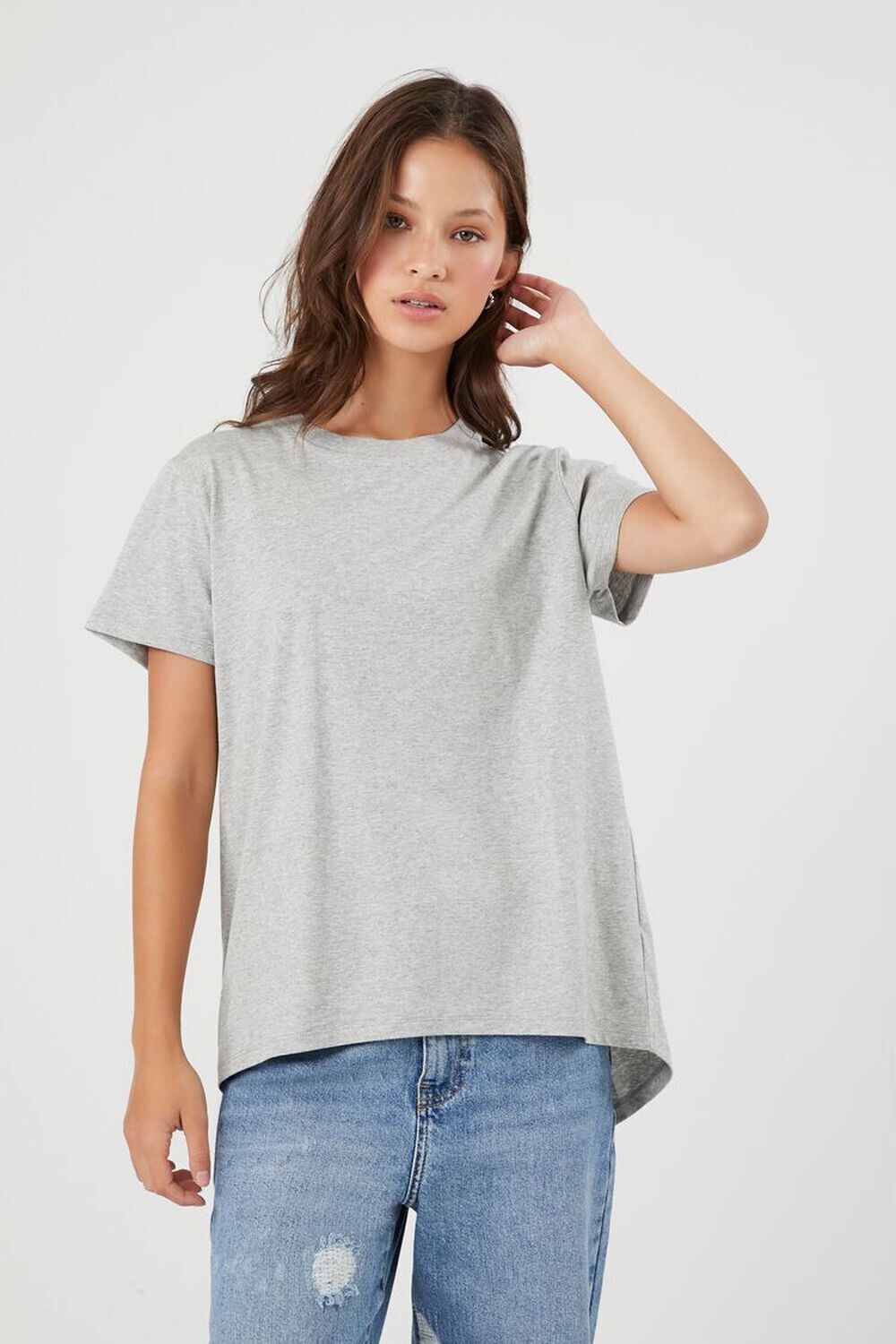 

Удлиненная футболка High-Low Forever 21, серый