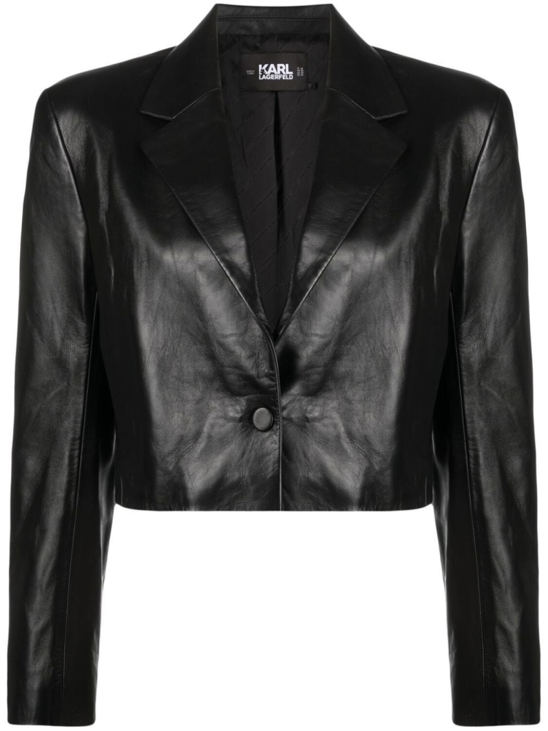 

Karl Lagerfeld Signature cropped leather jacket, черный
