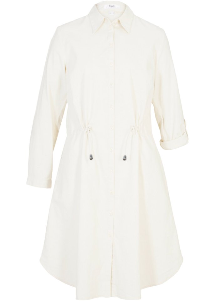 Платье-блузка из льна с резинкой на талии в практичном стиле длиной до колена Bpc Bonprix Collection толстовка оверсайз с разрезом bpc bonprix collection