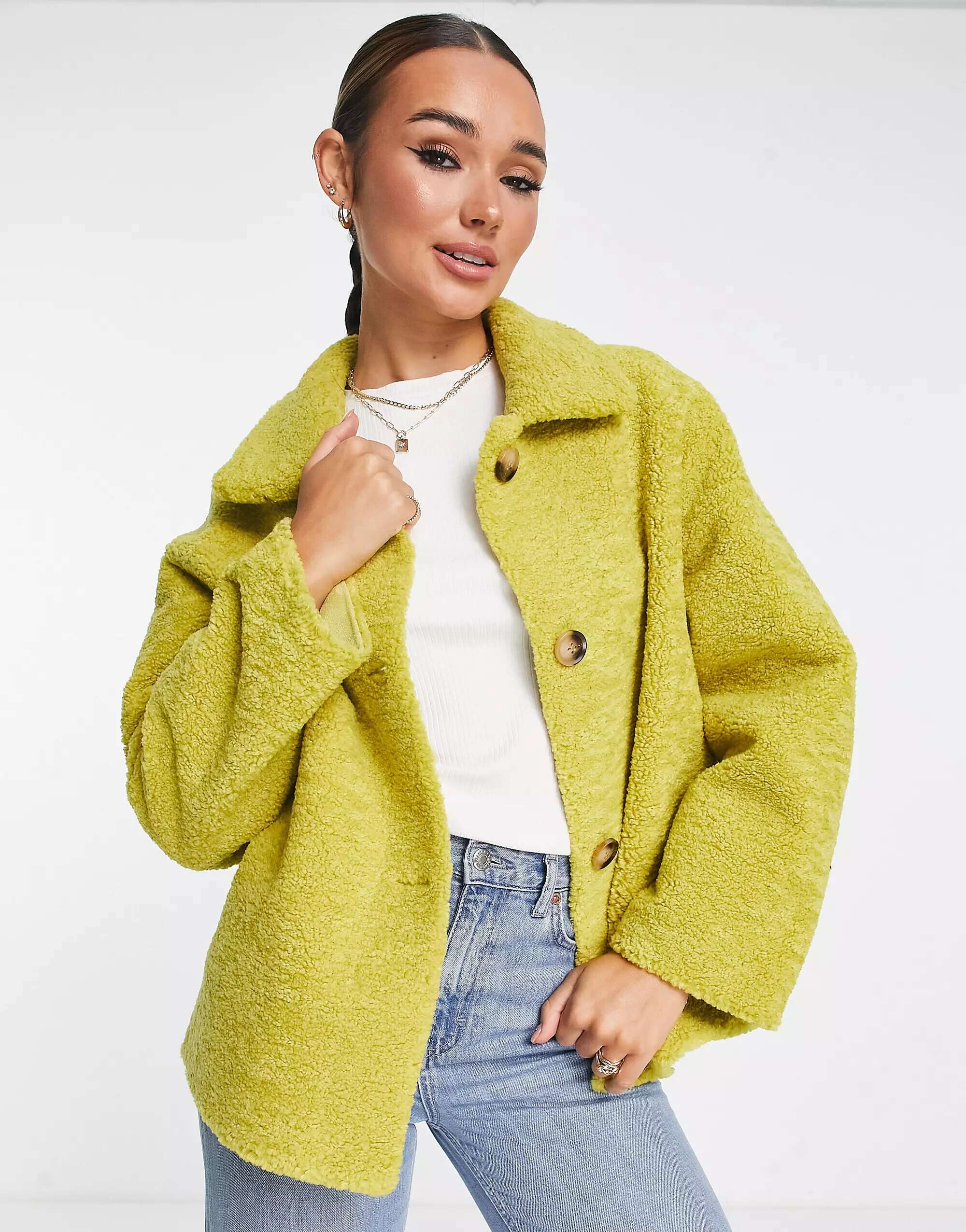 Желтая плюшевая куртка на пуговицах Unreal Fur Seashell unreal fur пальто