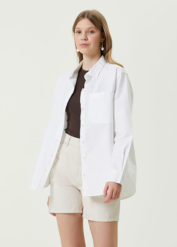

Off-white оксфордская рубашка-бойфренд с карманами Beymen