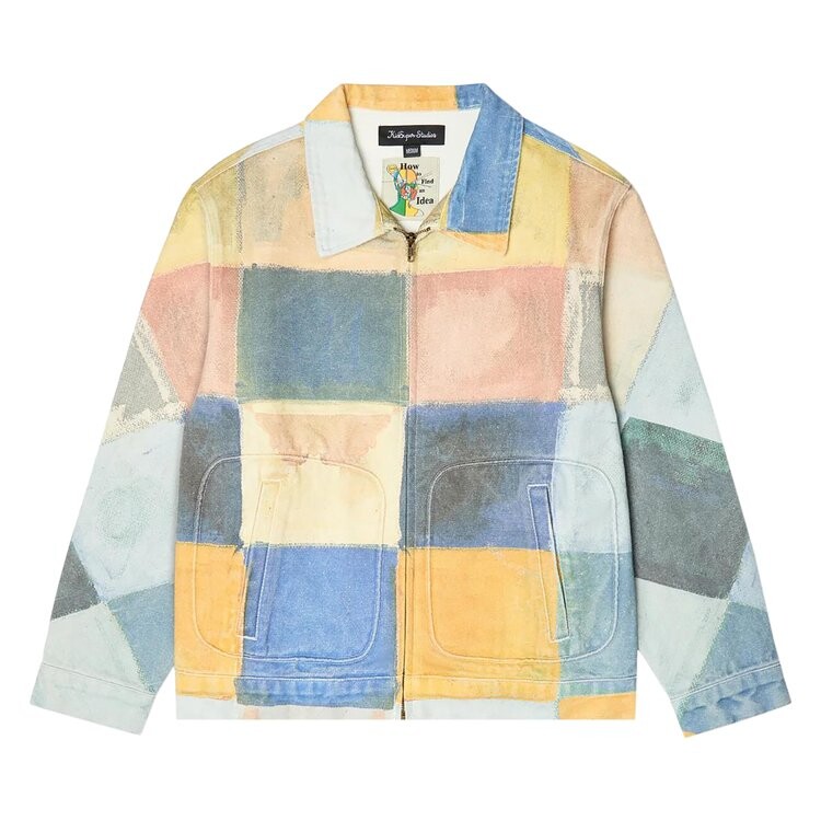 

Пальто KidSuper Checkered Painted Printed Work Coat, цвет Orange/Blue