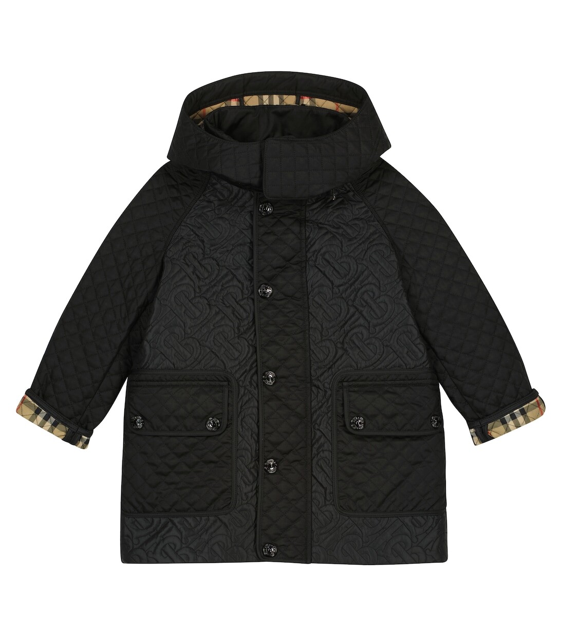 

Стеганое пальто с монограммой Burberry Kids, черный