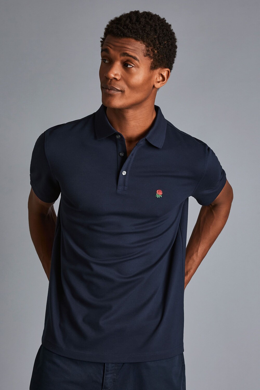 

Рубашка-поло RFU из пике с короткими рукавами Charles Tyrwhitt, синий