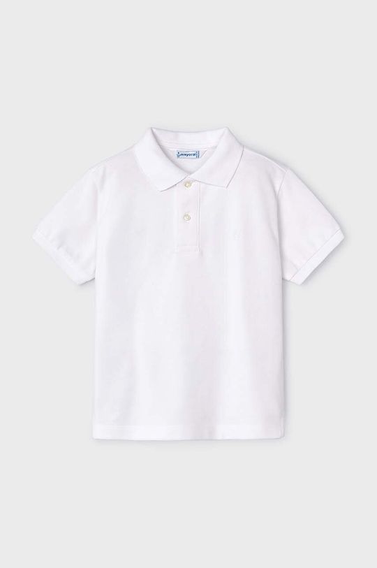 Mayoral Детская хлопковая рубашка-поло, белый