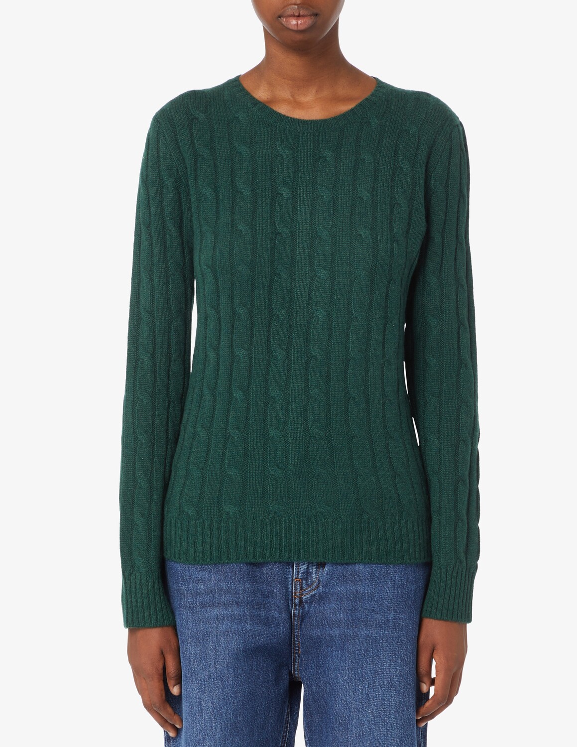 

Свитер косой вязки с круглым вырезом Pure Cashmere, зеленый