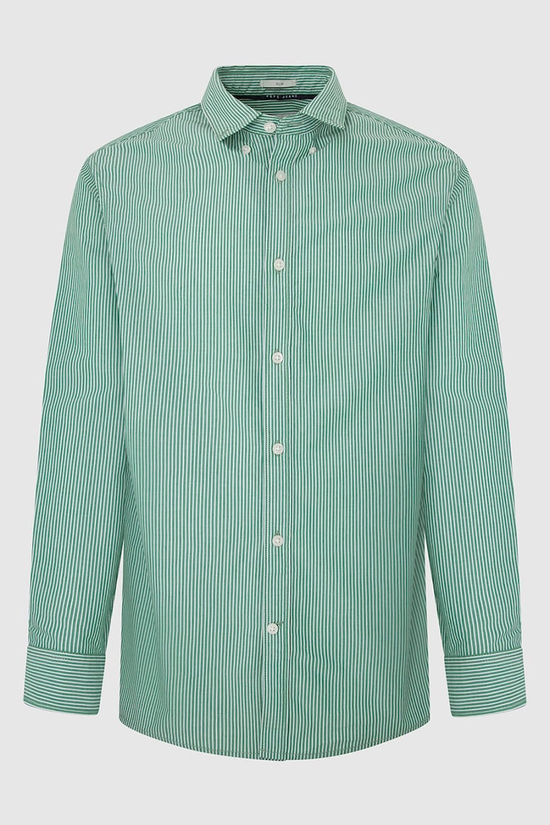 Полосатая хлопковая рубашка с широким воротником Pepe Jeans London, зеленый