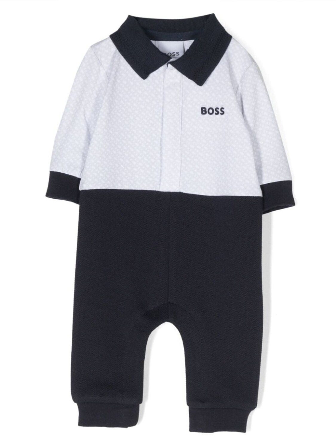 

BOSS Kidswear комбинезон с воротником поло и монограммой, серый