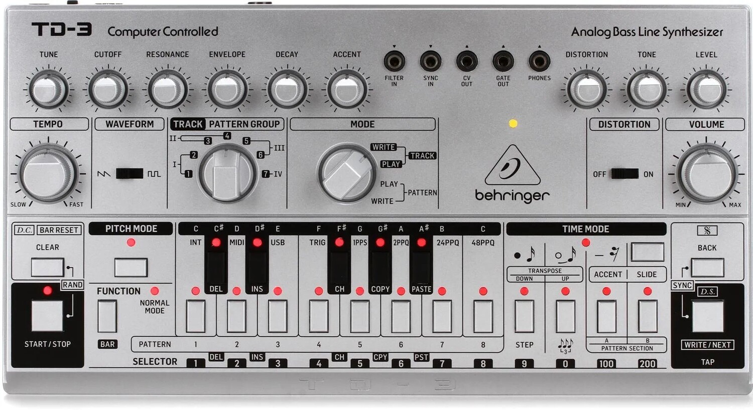 

Аналоговый синтезатор басовой линии Behringer TD-3-SR — серебристый