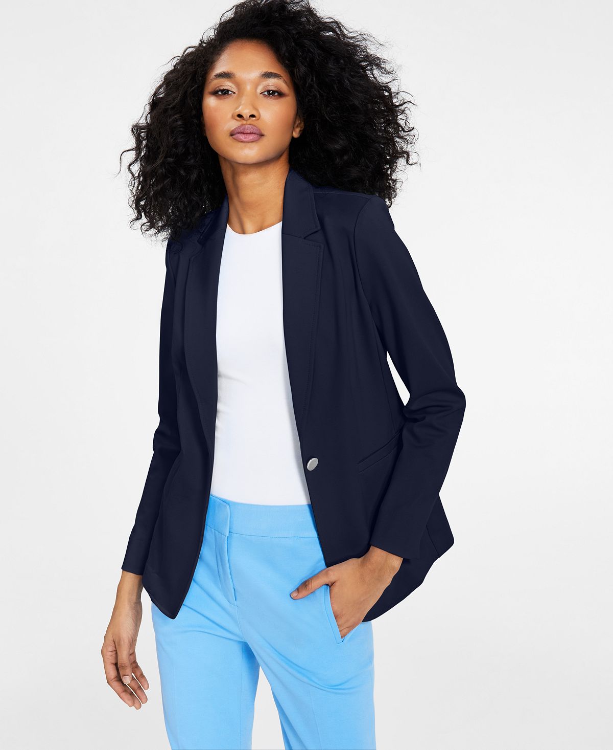 Женский пиджак на одной пуговице с воротником-стойкой Bar III цена и фото