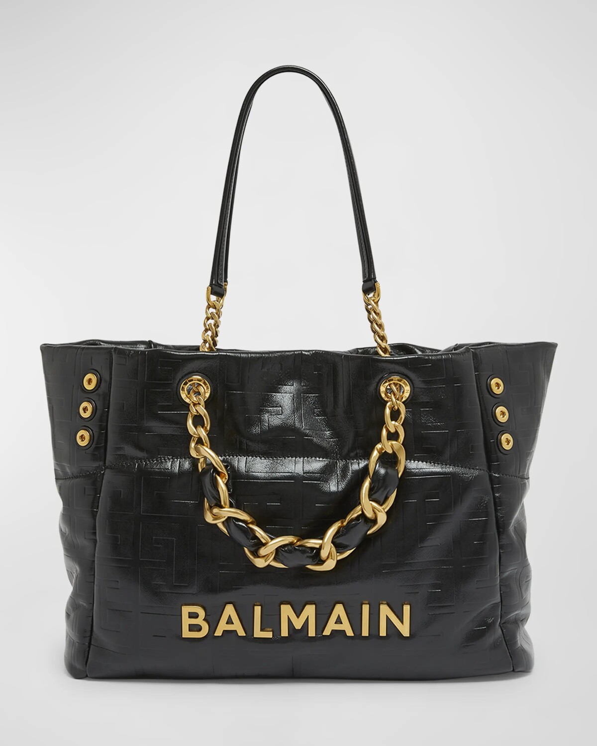 

Большая сумка-тоут 1945 Cabas из мятой кожи с монограммой Balmain, цвет Noir