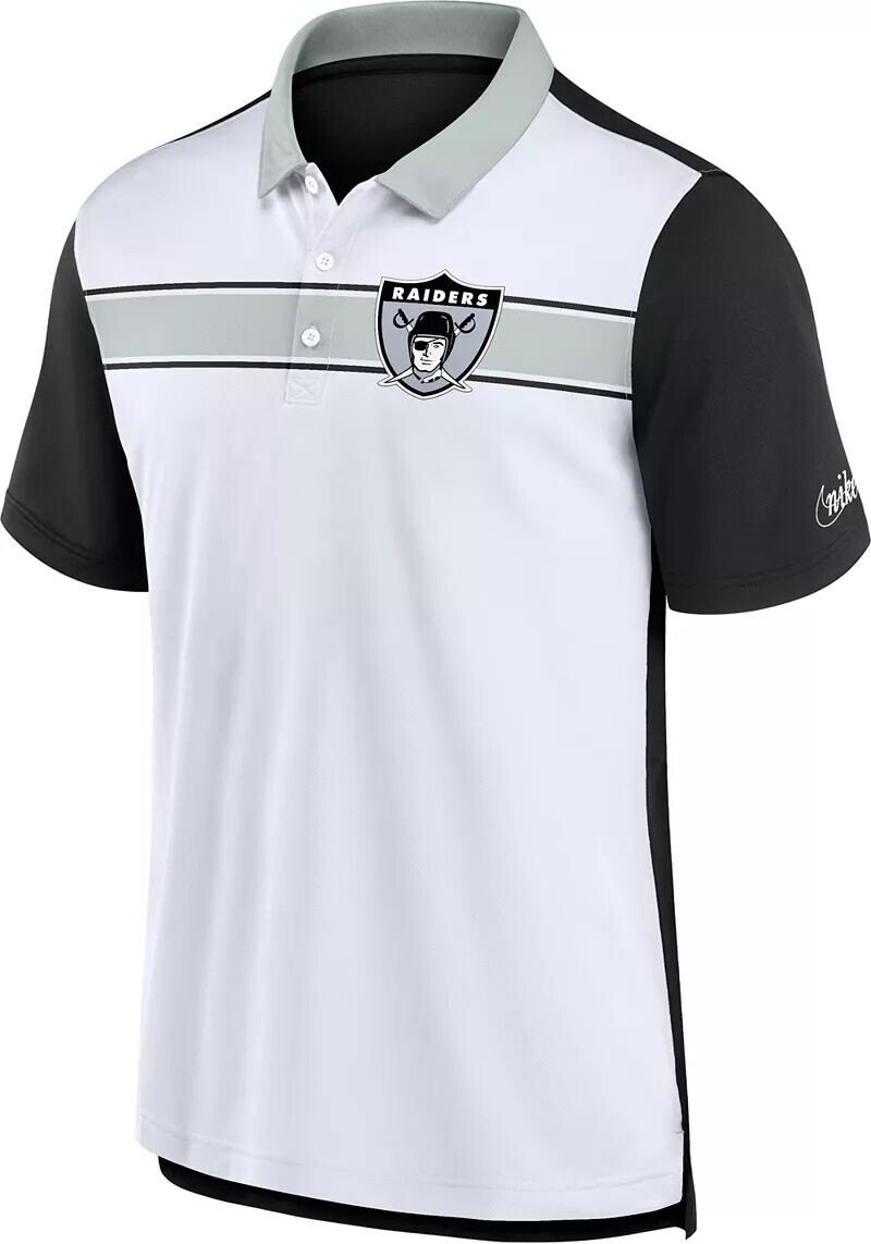 

Мужская футболка-поло Nike Las Vegas Raiders Rewind серебристо-белого цвета