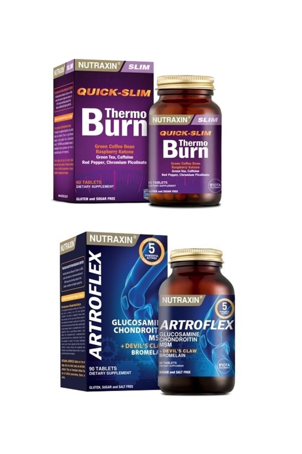 

Nutraxin Ouick-slim Thermo Burn 60 таблеток + Artroflex 90 таблеток
