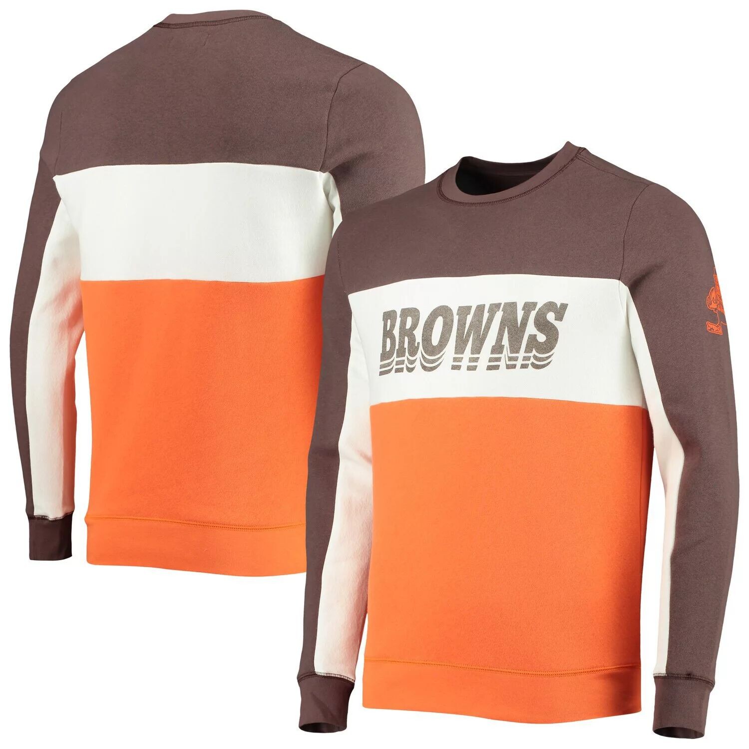 

Мужской пуловер с цветными блоками Junk Food коричневый/оранжевый Cleveland Browns Толстовка
