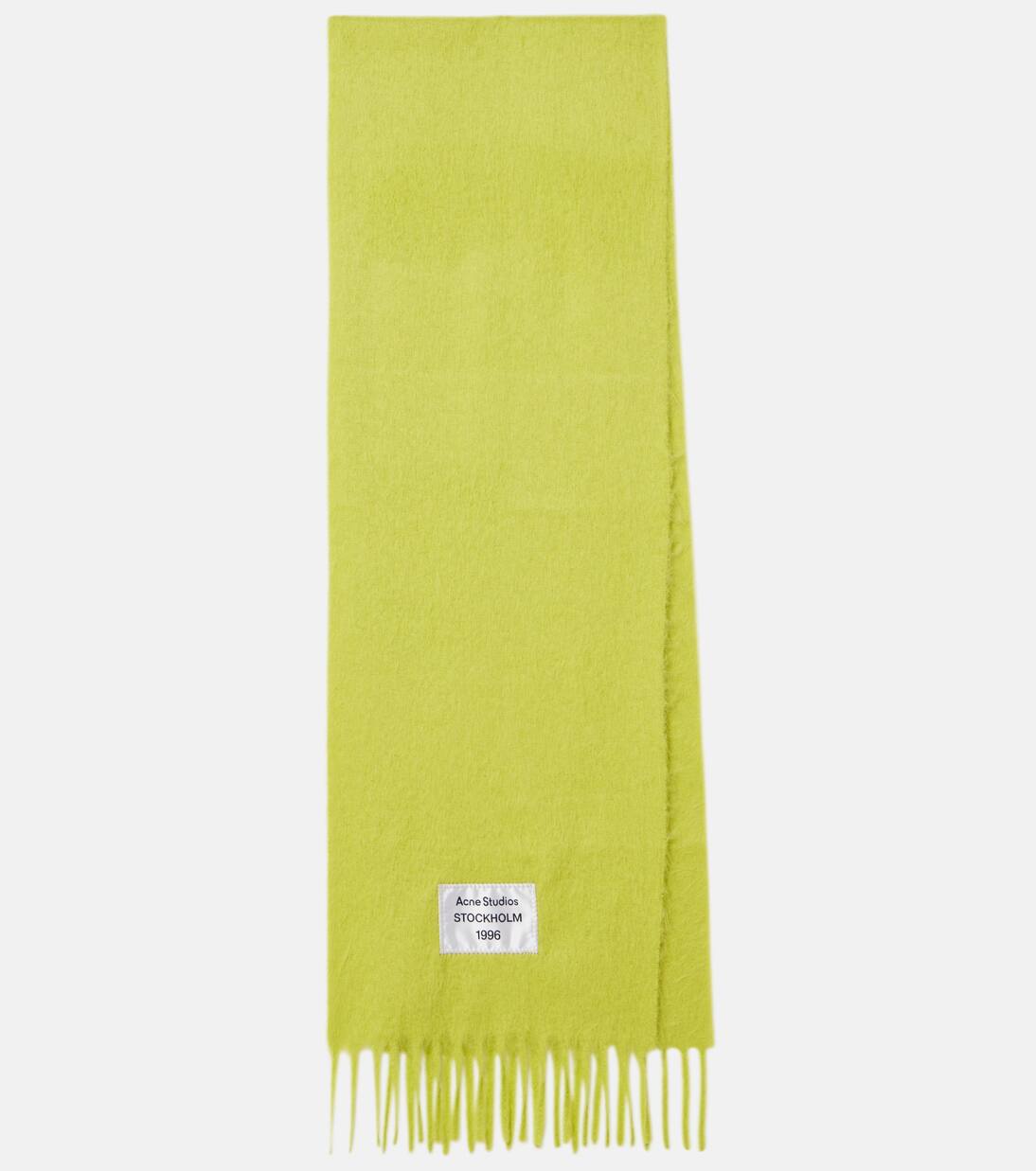 

Шарф из смесовой шерсти с логотипом Acne Studios, цвет neon green