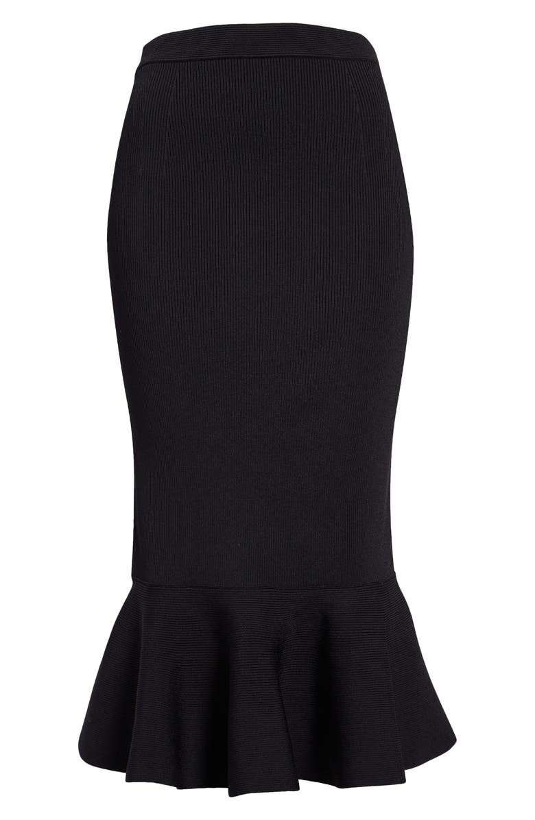 

Юбка-карандаш в рубчик с оборками ALEXANDER MCQUEEN, черный