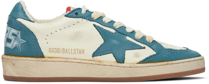 

Бело-синие кроссовки Golden Goose со звездами и шариками
