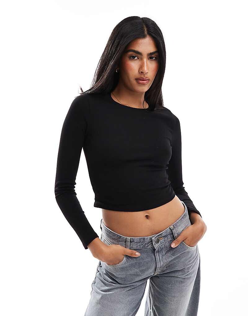 

Pull&Bear – Черная рубашка с длинным рукавом