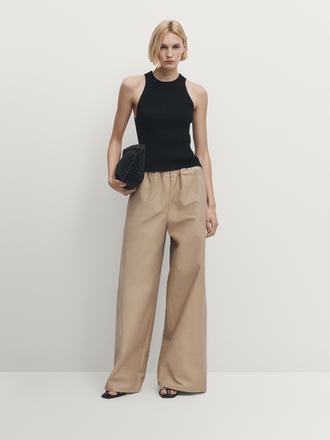 

Широкие брюки с эластичным поясом. Massimo Dutti, желтый