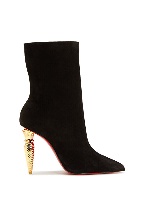 

Женские кожаные ботинки с черным каблуком Christian Louboutin, Черный