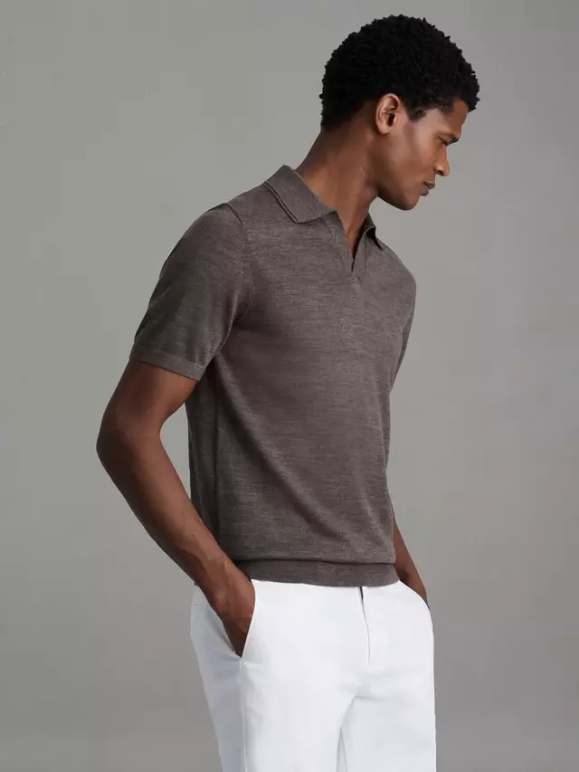 

Поло Reiss Duchie Short Sleeve Wool, цвет dark brown/mela